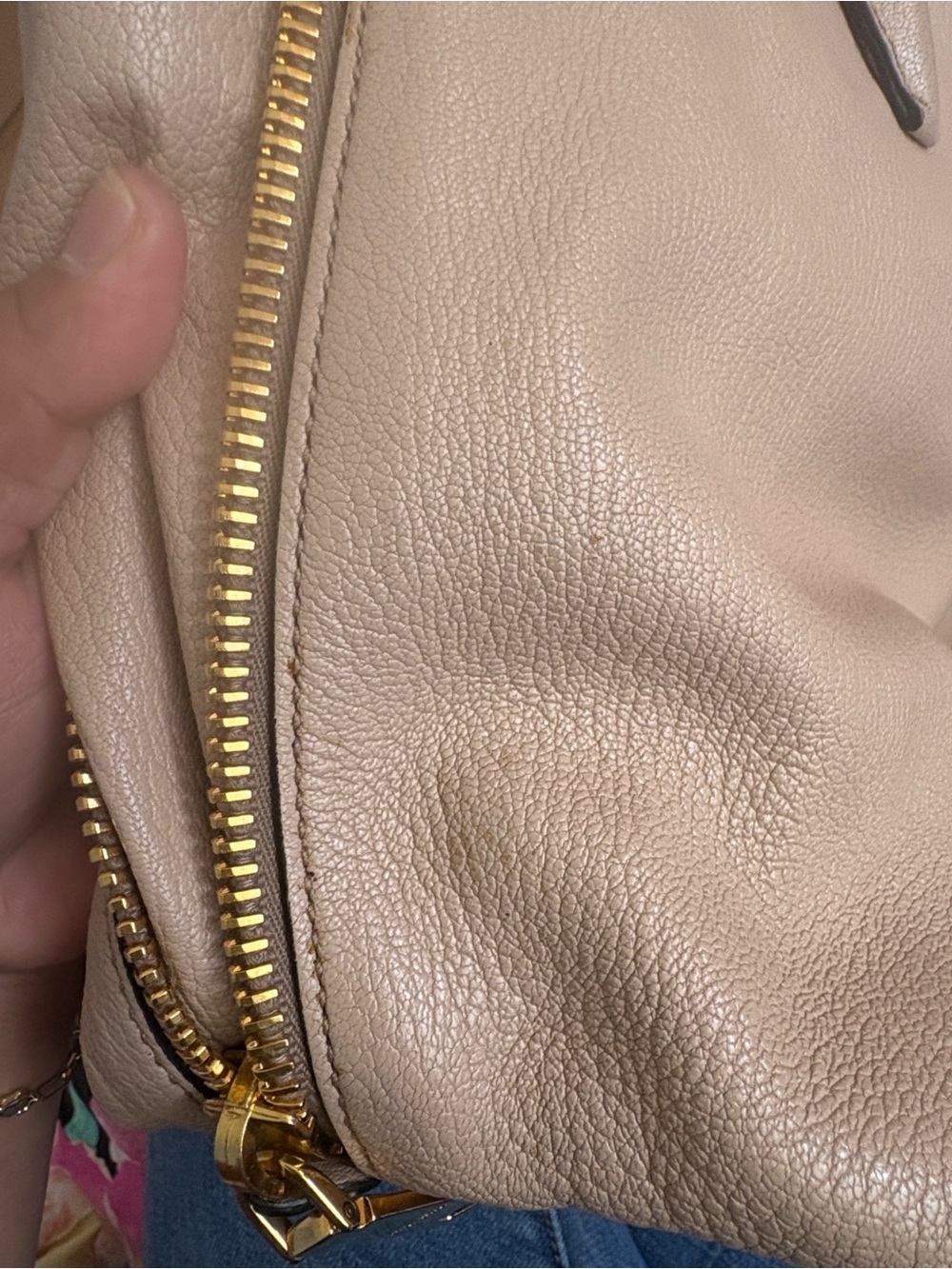 Miu Miu Madras 2 way Handbag Taupe Leather Top-Handle Satchel with Gold Hardware - Picture 12 of 15